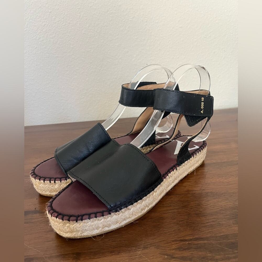 Act. Series Alvesta Leather Ankle Strap Espadrilles Black Beach Resort Boho